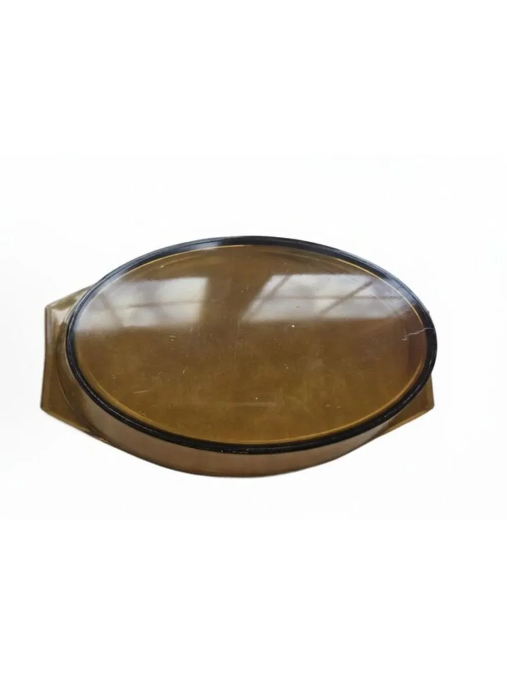 Vintage Arcopal France Amber Glass Oval Casserole Dish & Lid
